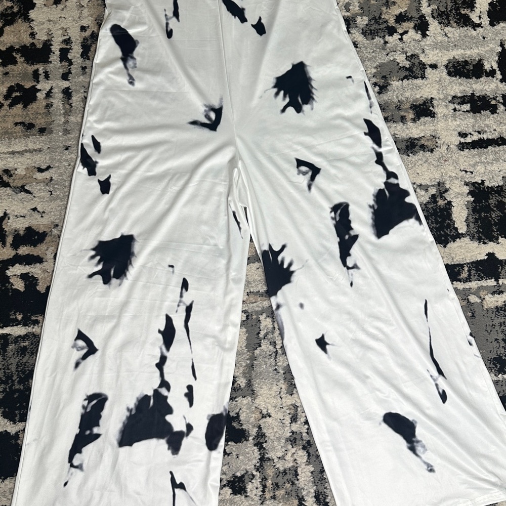 SHEIN Women's Black and White Jumpsuit Tie Dye Cami Wide leg New Without Tag XL - Picture 9 of 12